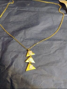 Gold Triangle Drop Necklace -